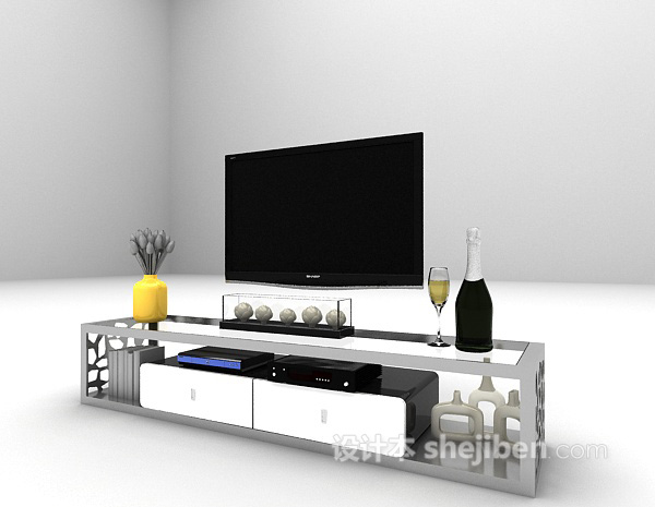 免费现代简易电视柜3d模型下载