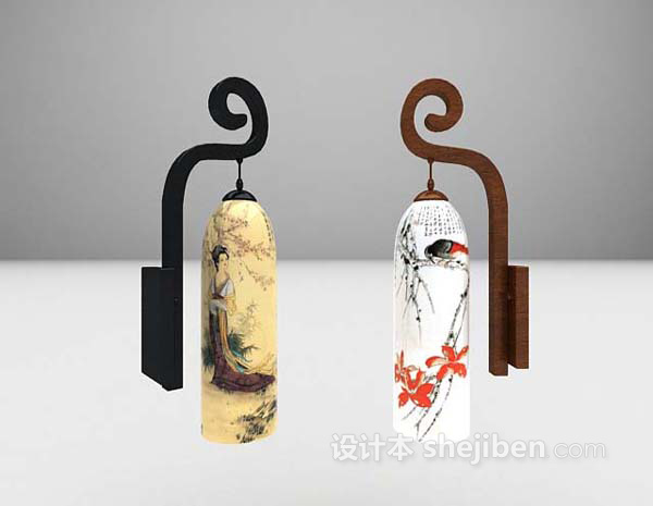 中式风格中式陶瓷吊灯3d模型下载