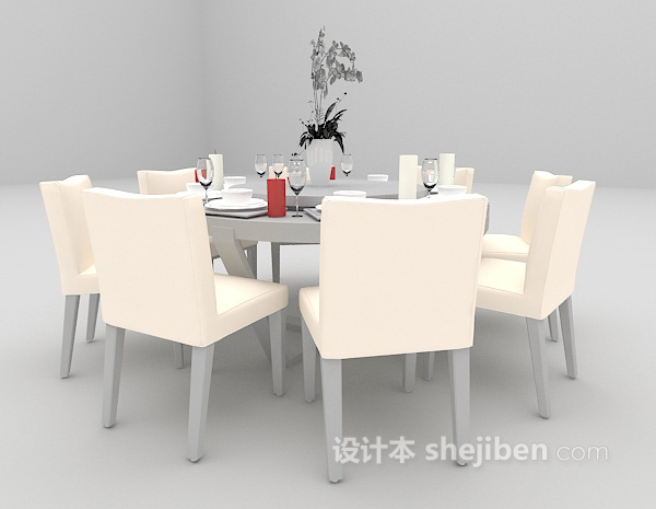 免费欧式圆形桌椅3d模型下载
