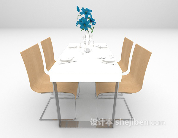 设计本2015白色餐桌组合欣赏3d模型下载