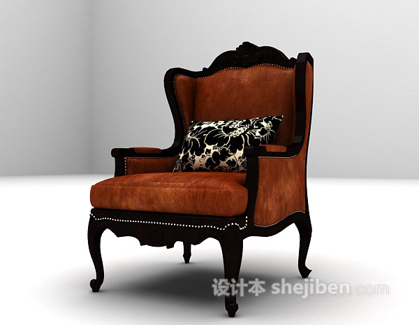 欧式风格欧式皮单椅3d模型下载