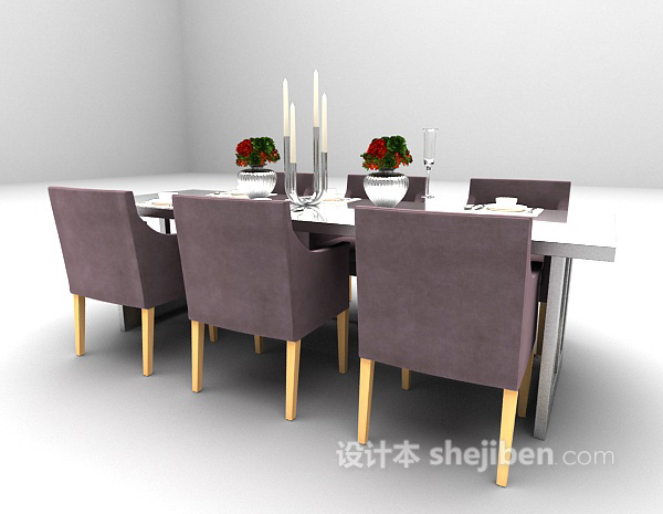 免费欧式紫色桌椅3d模型下载
