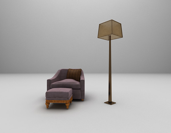 紫色沙发3d模型下载