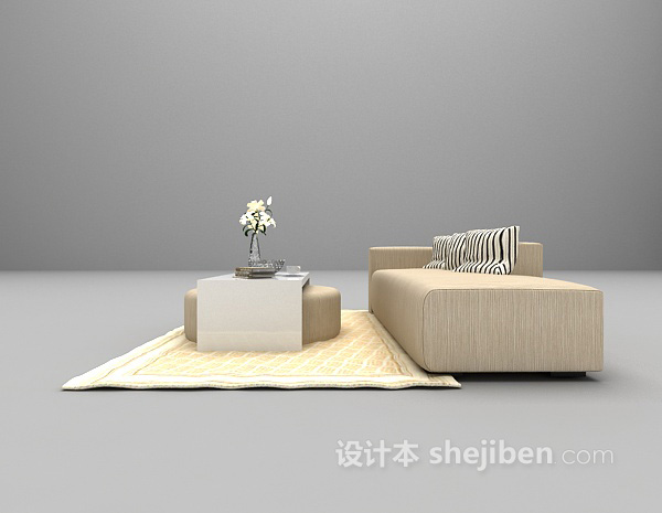 现代风格多人沙发组合3d模型下载