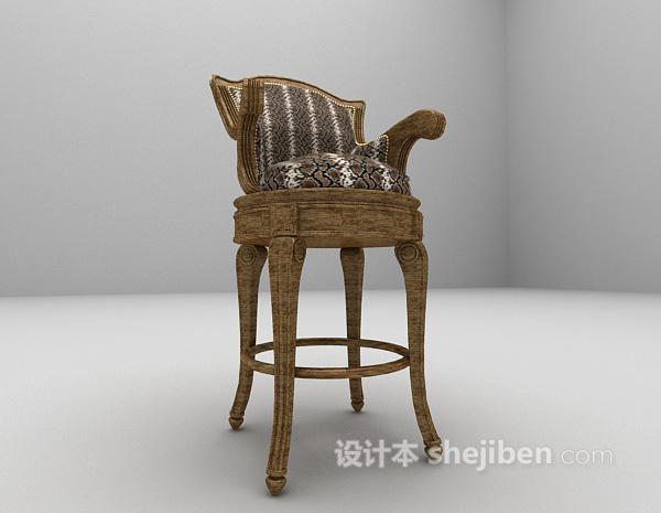 欧式风格欧式古典豪华吧台椅3d模型下载