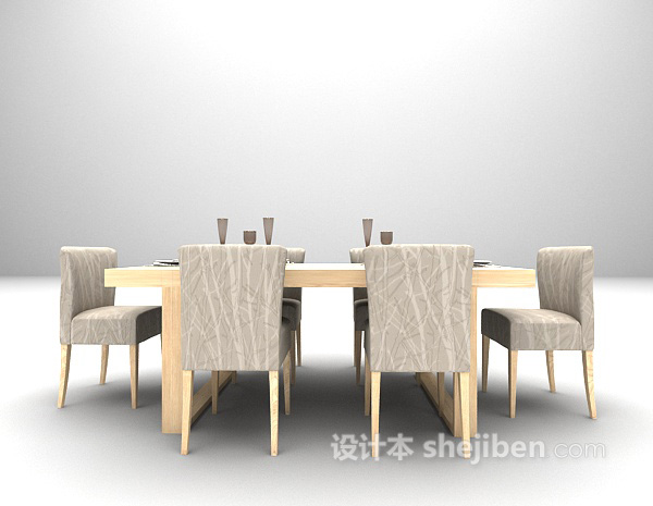 木色餐桌免费3d模型下载