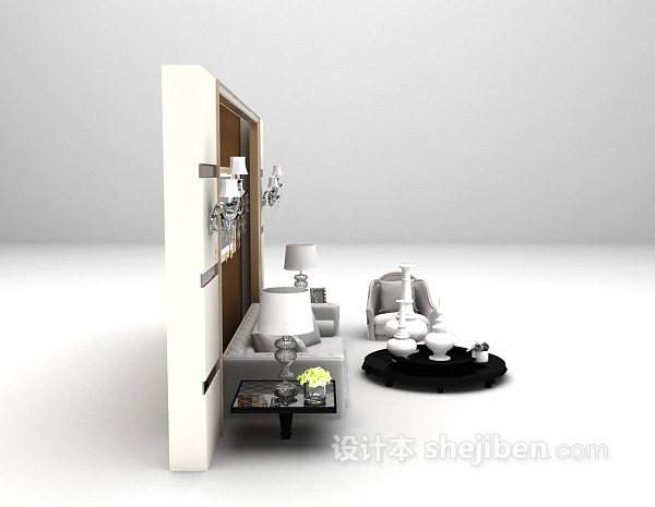 现代风格家庭沙发3d模型下载