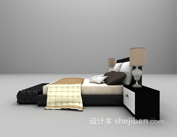 设计本双人床具max3d模型下载