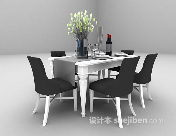 欧式风格餐桌3d模型下载