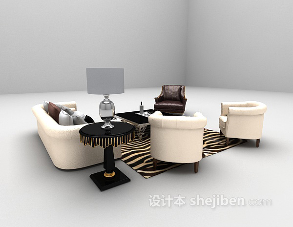 现代沙发组合3d模型下载