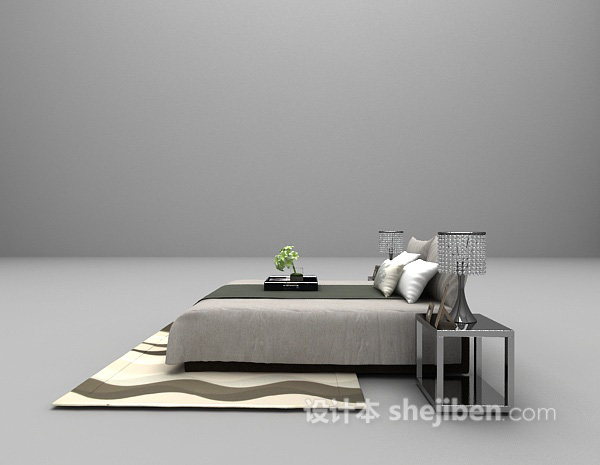 设计本灰色床大全3d模型下载