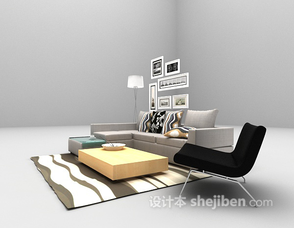免费多人家庭沙发3d模型下载