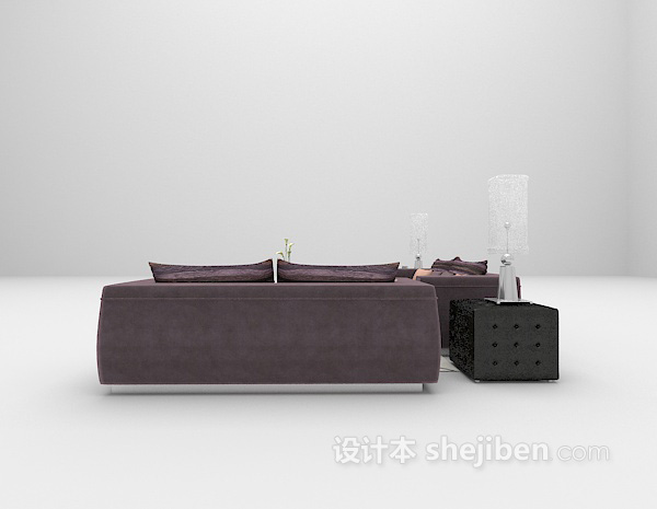 现代风格现代紫色沙发3d模型下载