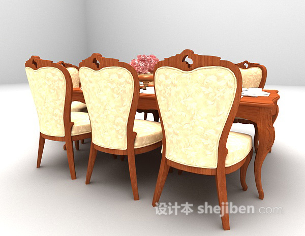 免费欧式长形餐桌推荐3d模型下载