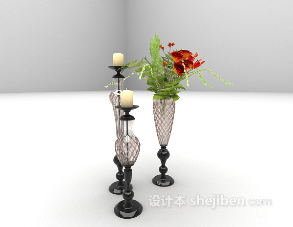 东南亚风格创意花瓶摆设3d模型下载
