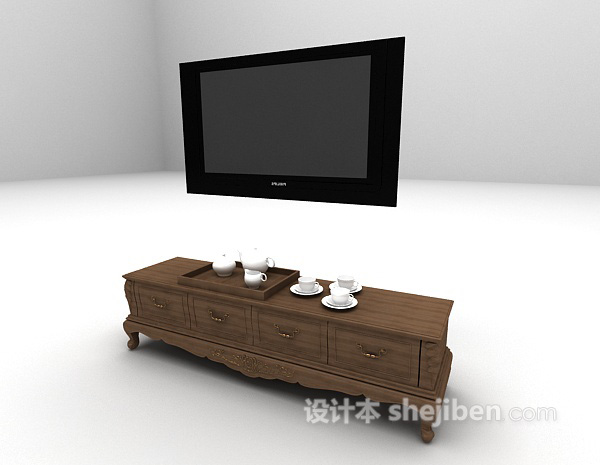 设计本欧式复古电视柜3d模型下载