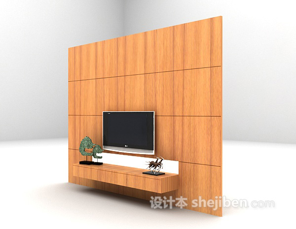 免费现代风格电视墙3d模型下载