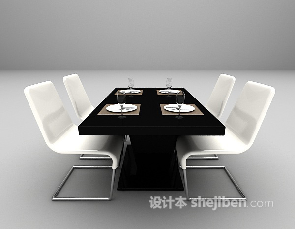 设计本现代黑白桌椅3d模型下载