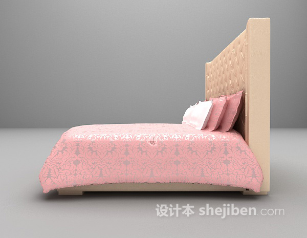 设计本粉色床3d模型下载