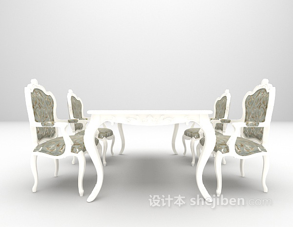 设计本白色餐桌3d模型下载