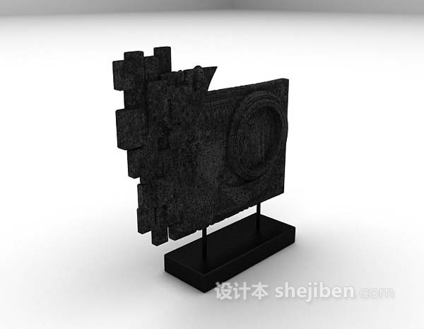 设计本黑色雕塑品3d模型下载