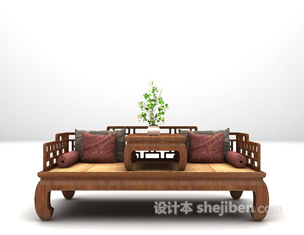 中式风格复古沙发3d模型下载