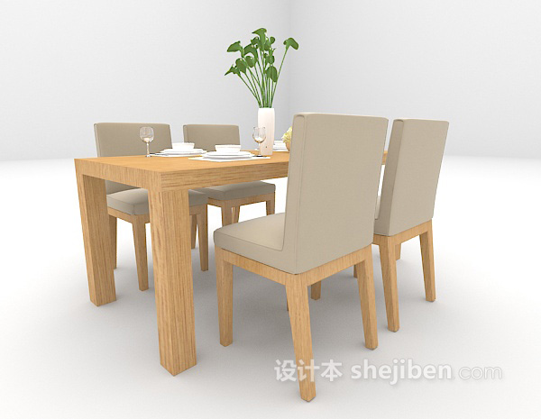 现代风格现代灰色餐桌3d模型下载