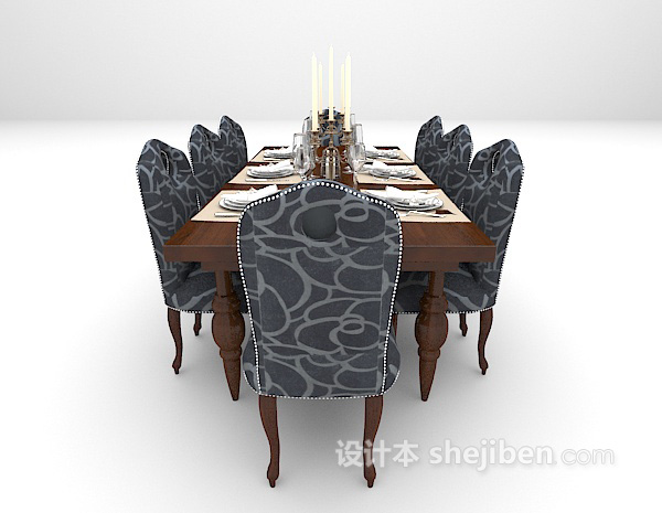 设计本欧式餐桌推荐3d模型下载