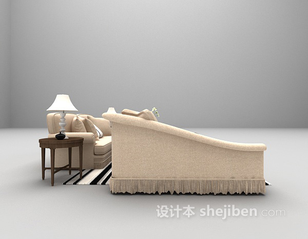 现代风格现代浅色组合沙发欣赏3d模型下载