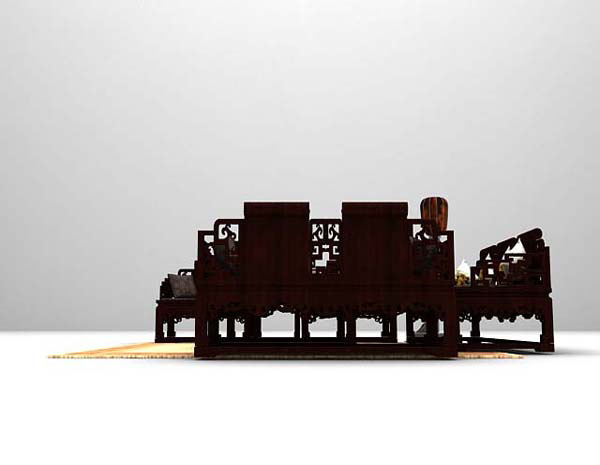 中式风格红木沙发3d模型下载