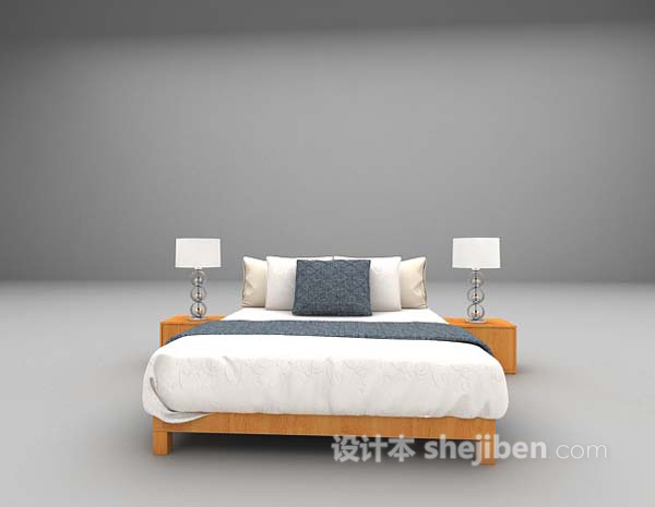 简洁风格床3d模型下载