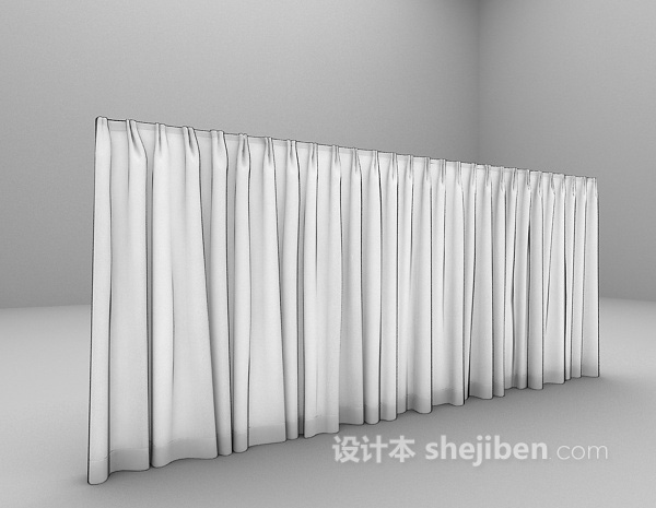 设计本白色窗帘3d模型下载