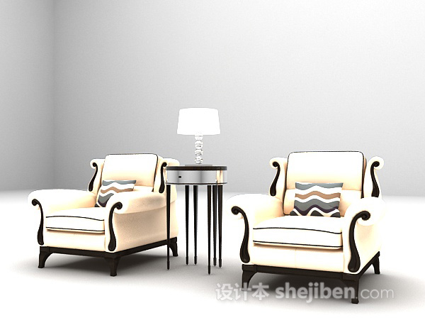 设计本欧式双人沙发3d模型下载