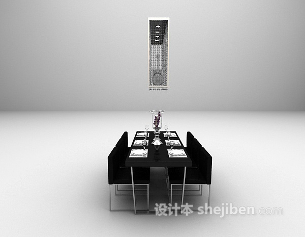 设计本欧式黑色桌椅3d模型下载