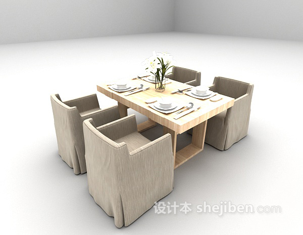 现代风格简约型餐桌3d模型下载