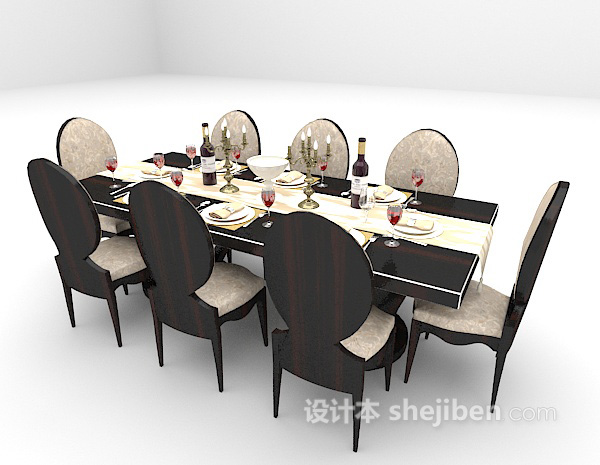 免费欧式高档餐桌3d模型下载