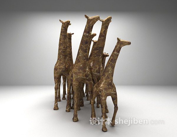 免费群体长颈鹿3d模型下载