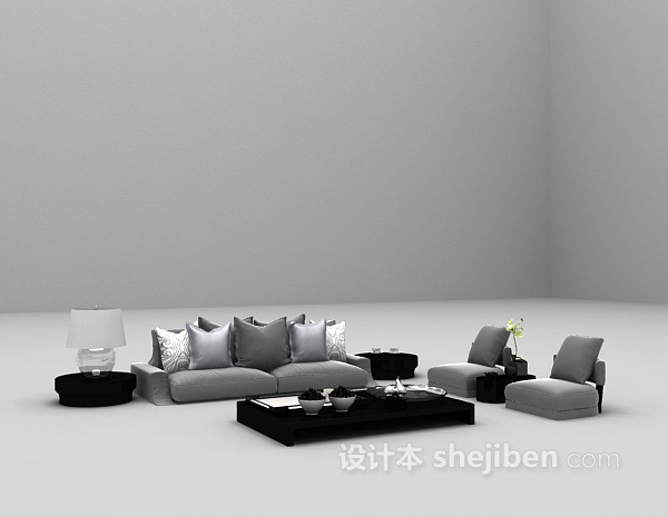 免费现代沙发组合3d模型下载