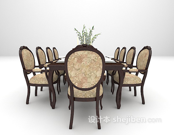 设计本欧式木质餐桌欣赏3d模型下载