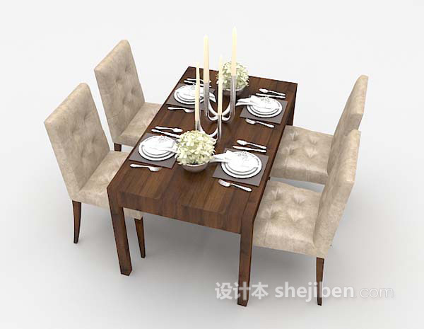 现代风格餐桌3d模型下载