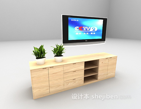 免费木质电视柜免费3d模型下载