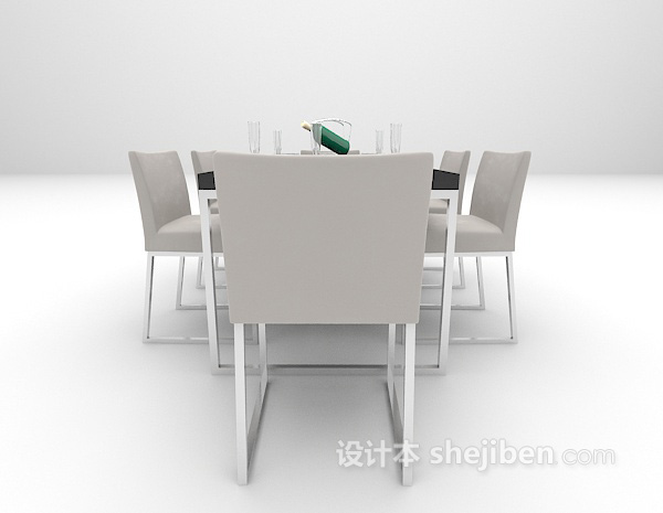 设计本现代餐桌组合免费3d模型下载