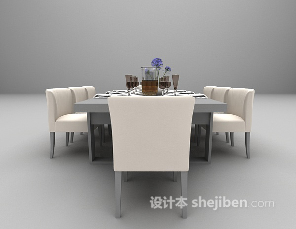 设计本现代棕色餐桌大全3d模型下载