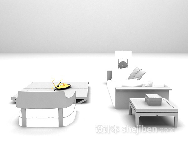 现代风格矮组合沙发3d模型下载