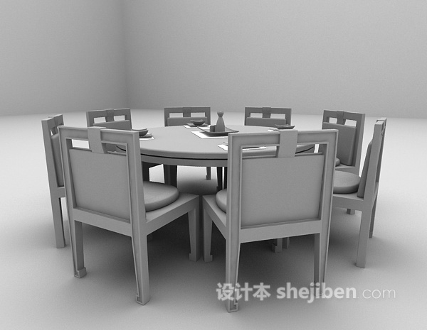 免费中式圆桌3d模型下载