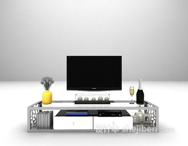 现代简易电视柜3d模型下载