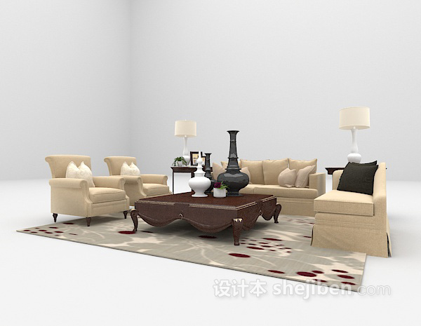 免费欧式沙发组合免费3d模型下载