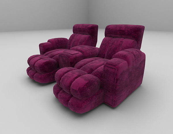 现代风格枚红色沙发3d模型下载