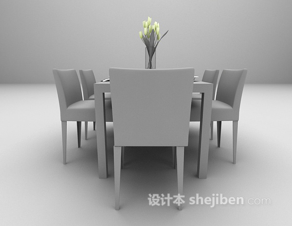 设计本现代灰色餐桌推荐3d模型下载