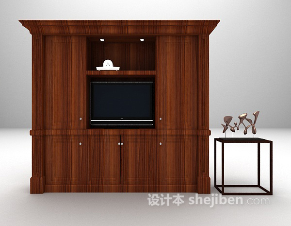 棕色电视柜max3d模型下载